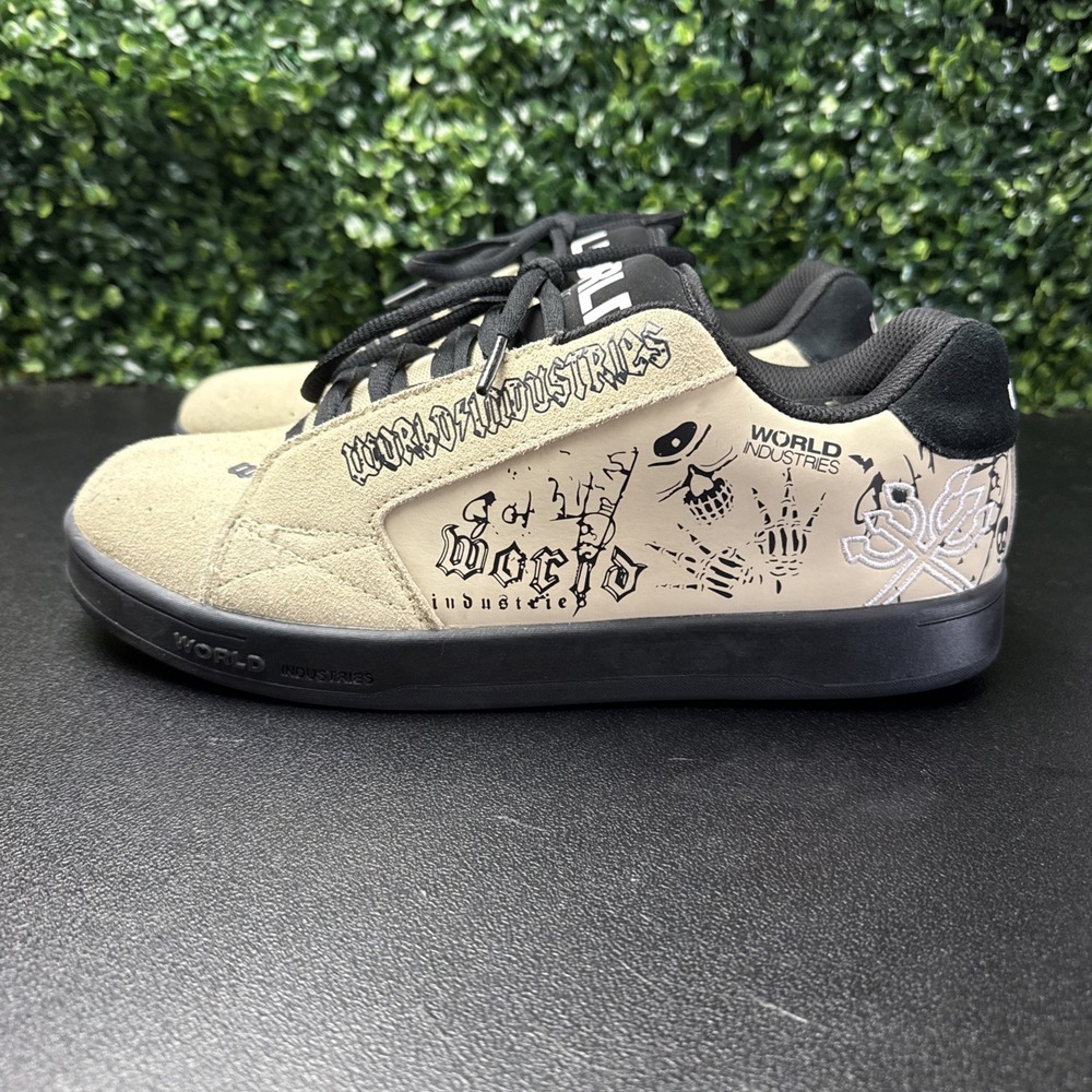 World Industries Skateboard Shoes Mens 9.5 Bones Skulls Affliction Chunky Punk